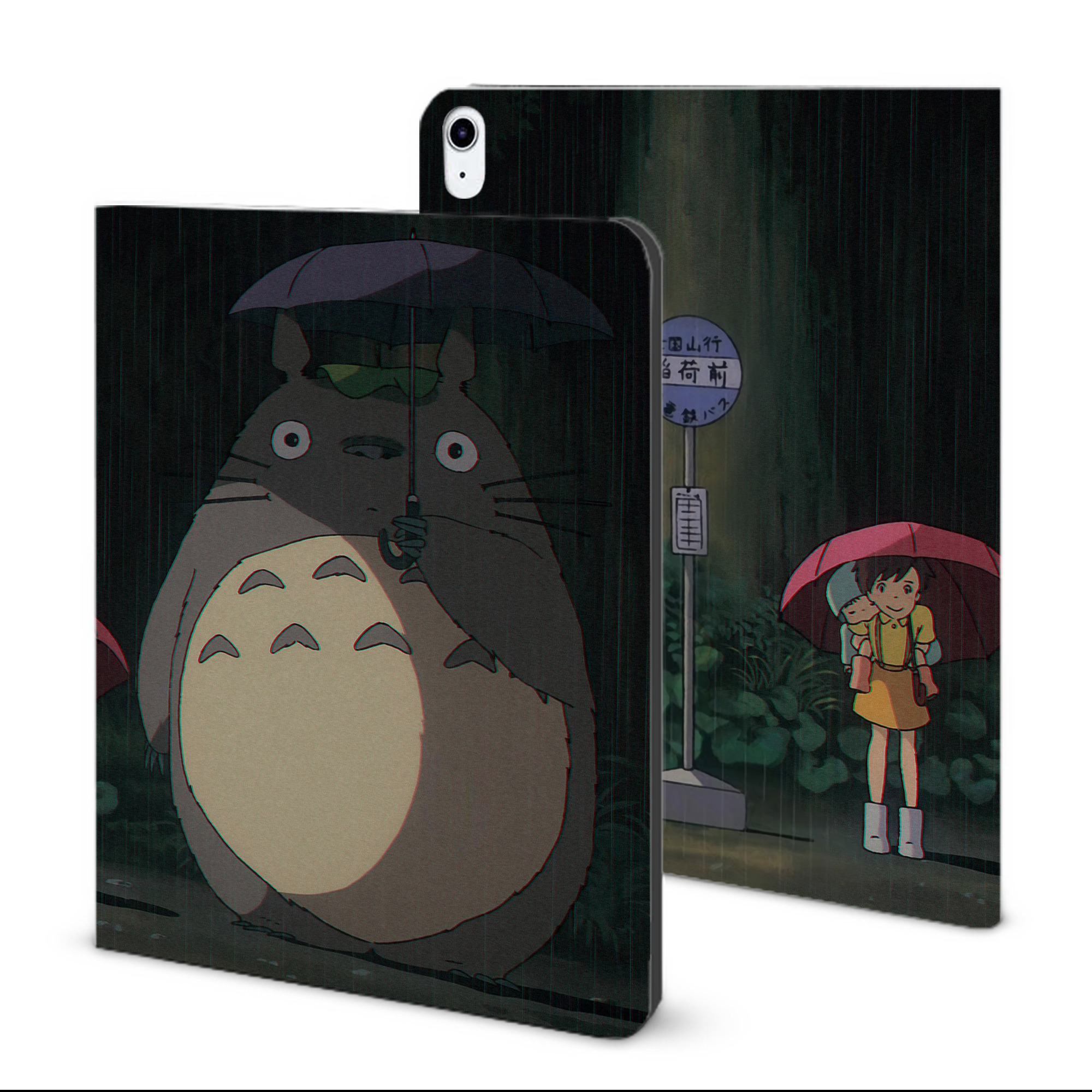 （画像用） となりのトトロ 草壁メイ 草壁サツキ My Neighbor Totoro Satsuki Kusakabe Mei Kusakabe IPad ケース ブック型 PUレザー TPU 耐衝撃 軽量 薄型 ペン収納なし 全面保護 IPad 各モデル対応